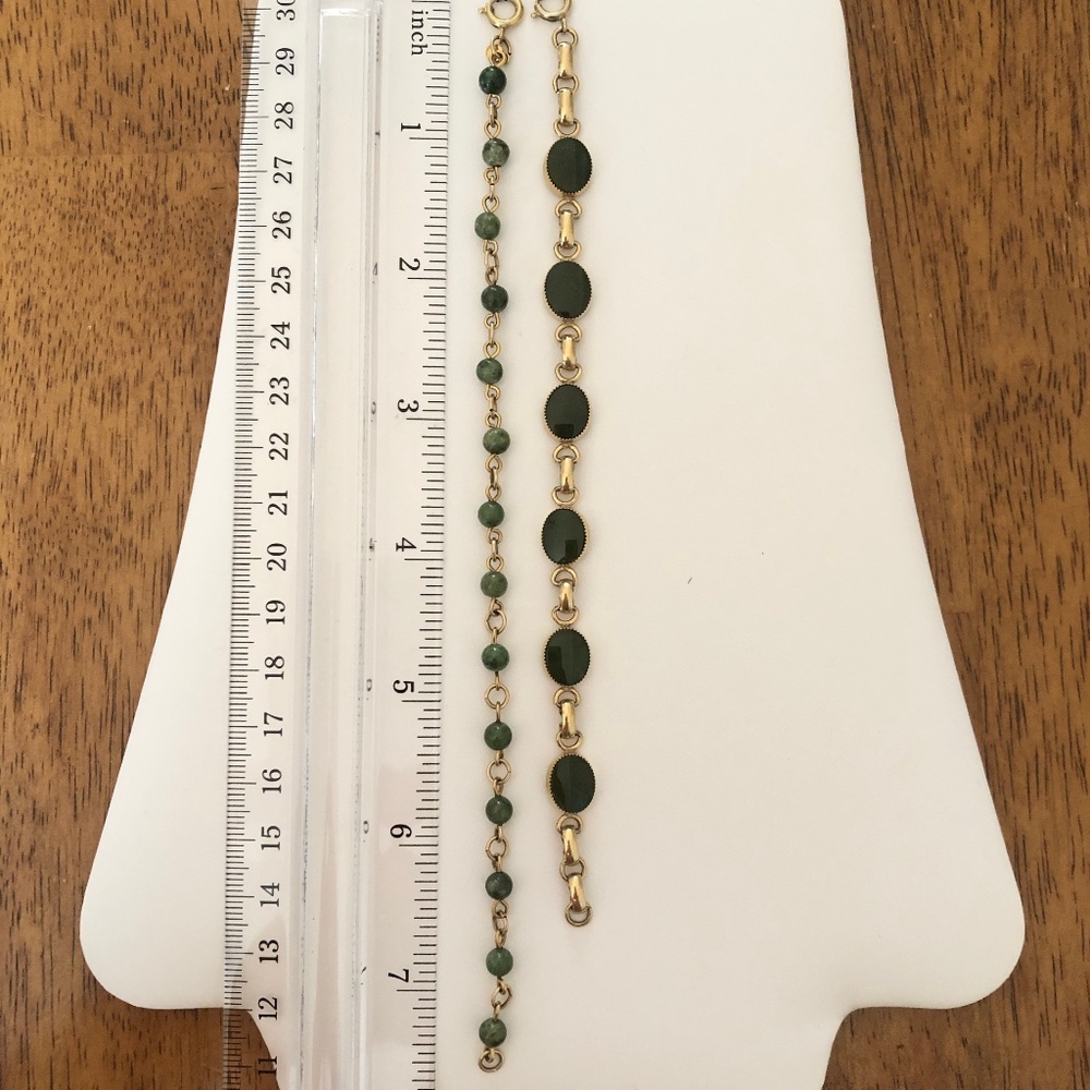 Vintage Jade and Gold Link Bracelets